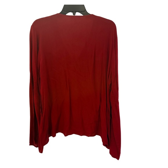 NWT Maurice’s XL Red Lace-Up Blouse | Long Sleeve Rayon Top - Picture 2 of 5
